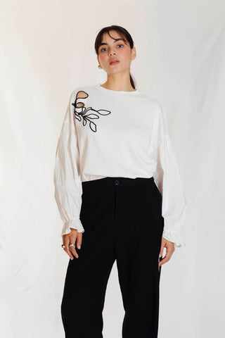 blusa bordada murmullo 39BL0006 marfil