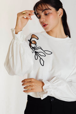 blusa bordada murmullo 39BL0006 marfil