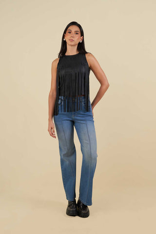 Blusa Con Flecos Midnight 17BL0051 Negro