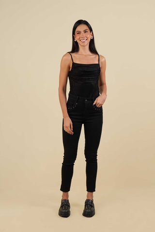 Bodystuit Drapeado Shimmer 34BD0001 Negro