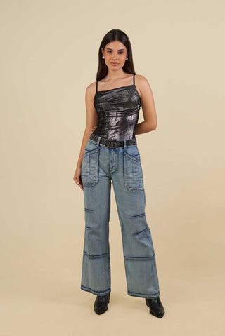 Bodystuit Drapeado Shimmer 34BD0001 Plata