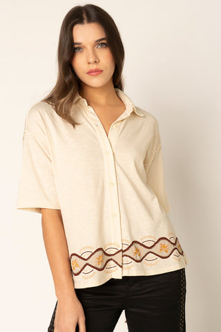 Camisa Embellished Nadir 16CM0041 Marfil