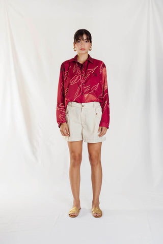 camisa estampada tahiti 19CM0018 vinotinto