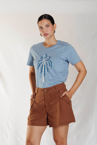 camiseta bordada caryota 39CT0043 azul