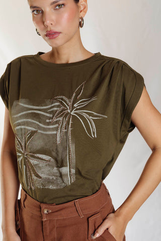 camiseta bordada kentia 39CT0045 verde