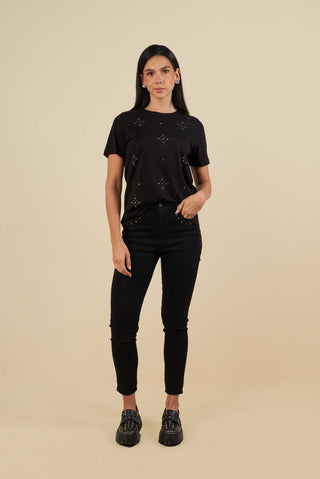 Camiseta Con Aplique Gothic 39CT0037 Negro