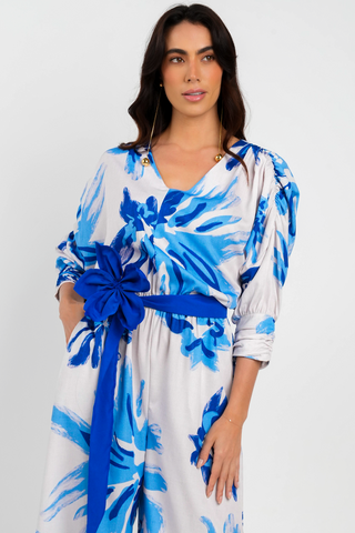 Enterizo Con Cinturon Galatea 19EN0012 Estampado Azul