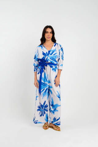 Enterizo Con Cinturon Galatea 19EN0012 Estampado Azul