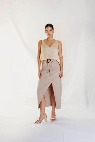 falda asimetrica monaco 22FL0009 beige