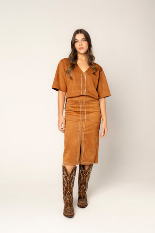 Falda Suede Travesia 22FL0010 Miel
