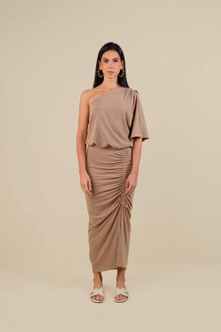 Falda Drapeada Plenitud 16FL0023 Taupe