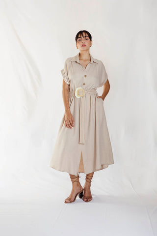 maxi vestido mykonos 34VE0046 taupe