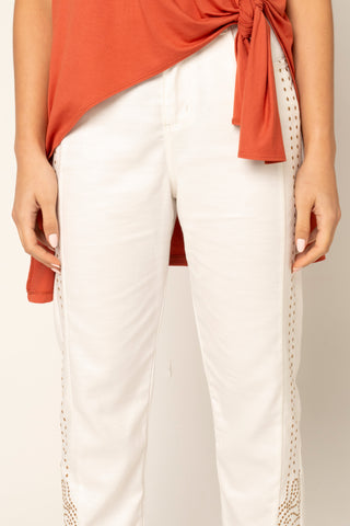 Pantalon Bordado Nirvana 22PN0051 Marfil