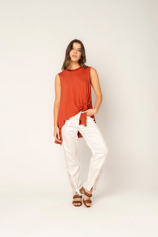 Pantalon Bordado Nirvana 22PN0051 Marfil