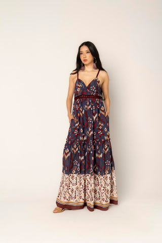 Vestido Con Macrame Siroco 19VE0077 Estampado Azul