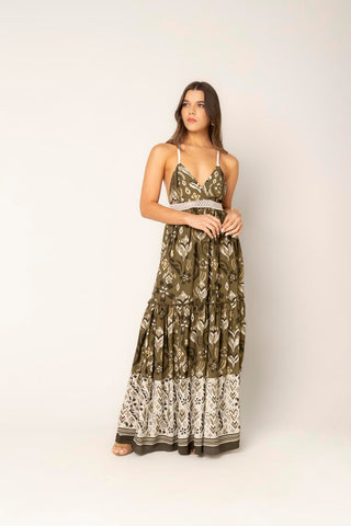 Vestido Con Macrame Siroco 19VE0077 Estampado Verde