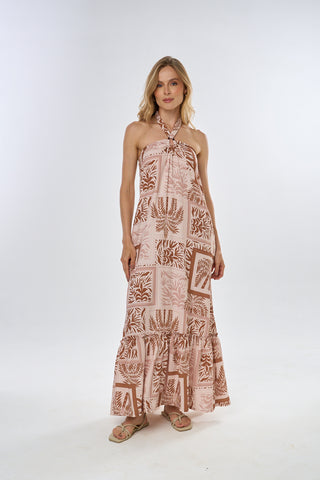 vestido halter borinque 16VE0102 cafe