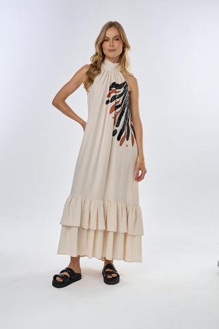 Vestido Halter Kalon 34VE0047 Marfil