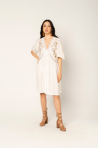 Vestido Puffed Print Alquimia 19VE0080 Marfil