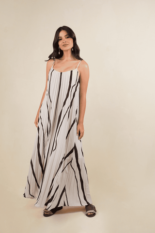 Vestido Plizado Opalo 91VE0062 Est Marfil