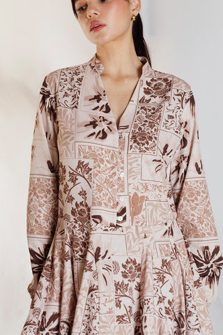 Mini Vestido Elara 91VE0067 Estampado Taupe