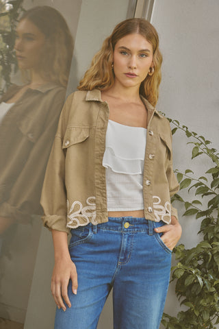 Chaqueta Bordada Taupe