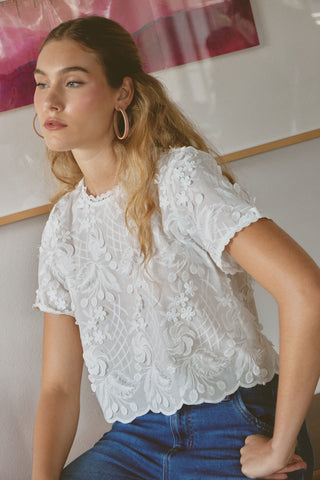 Crop Top en Tela Bordada Leticia