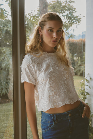 Crop Top en Tela Bordada Leticia