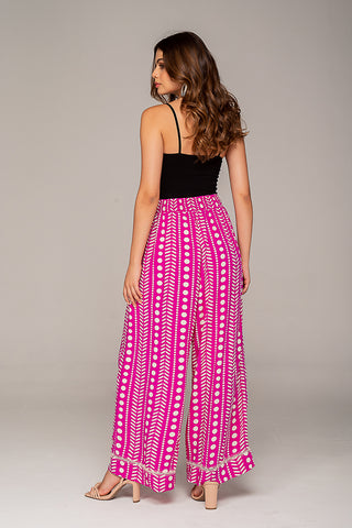 Pantalón Palazzo con Costuras Artesanales
