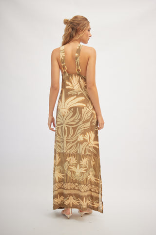 Vestido Halter Estampado Selva